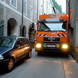 Müllabfuhr in der Innenstadt