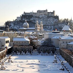 Festungsblick vom Schloss Mirabell im Winter