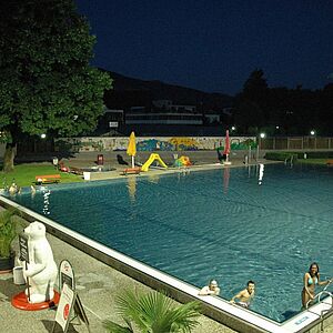 Becken vom Volksgartenbad bei Nacht