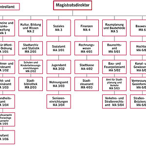 Das Organigramm spiegelt die Leistungsbreite