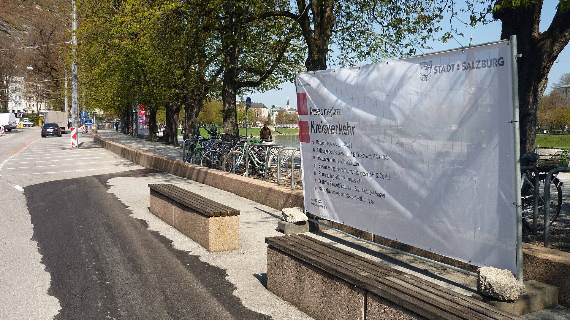 Baustelle für einen Kreisverkehr am Museumsplatz