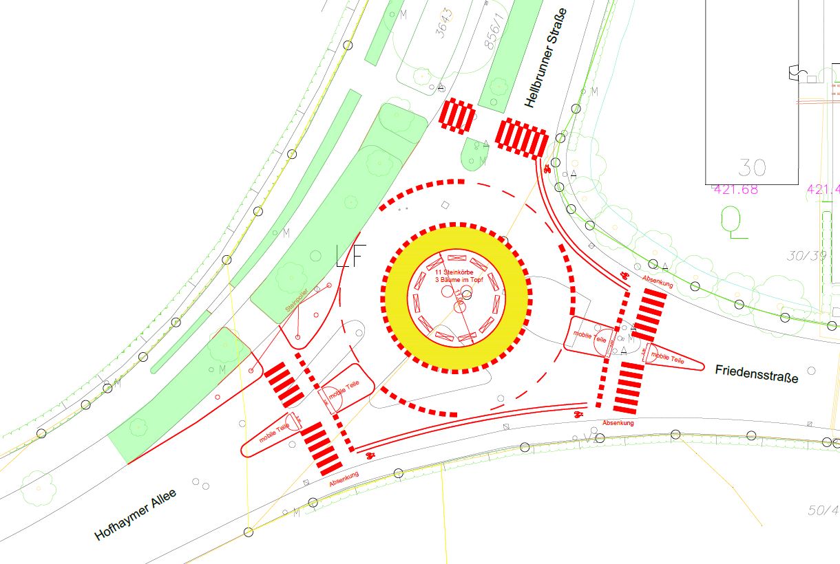 Plan des provisorischen Kreisverkehrs