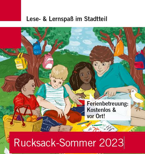 Ein Cartoon mit vier Kindern die im Gras sitzen.
