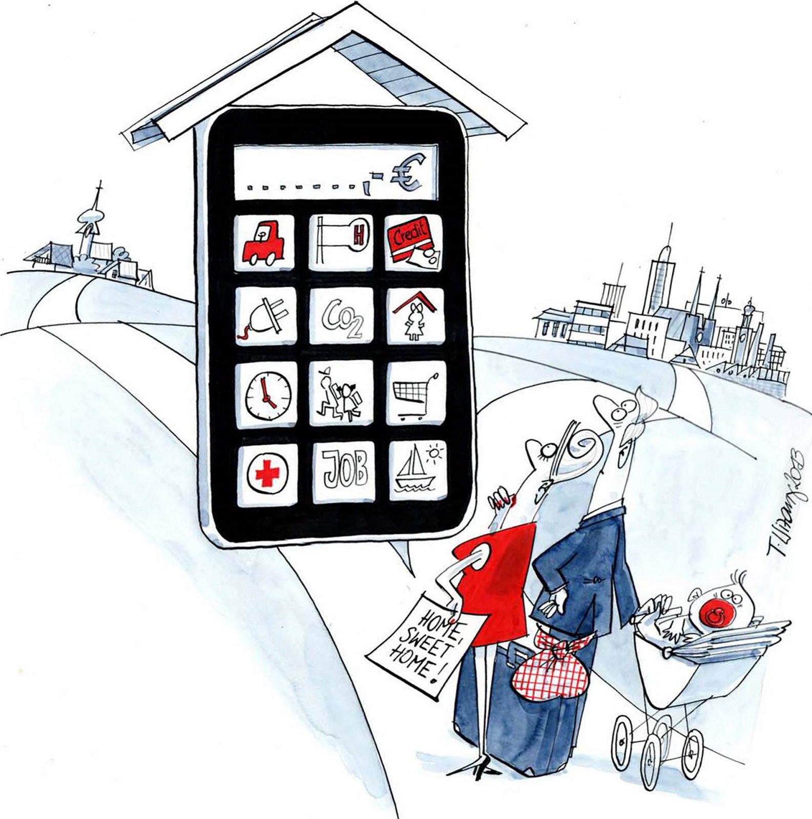 MORECO Comic: Haushaltsrechner Illustration