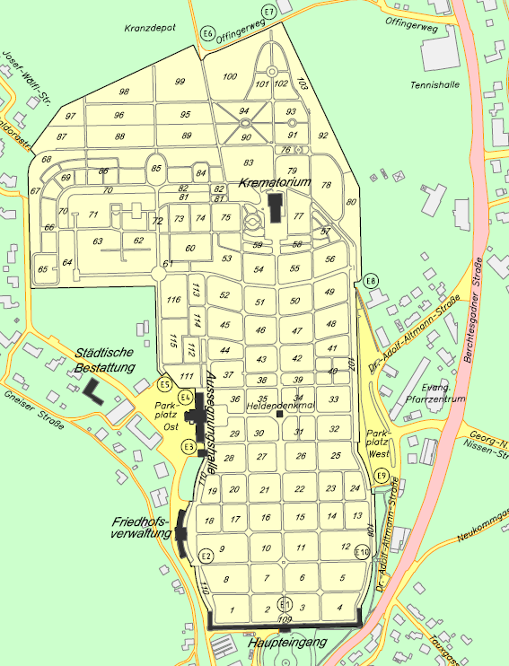 Friedhofskataster Plan vom Friedhofskataster des Kommunalfriedhofs