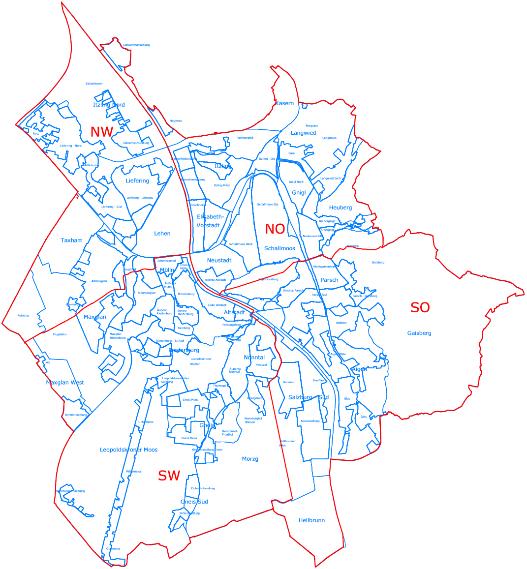 Vermessungsbezirke der Stadt Salzburg