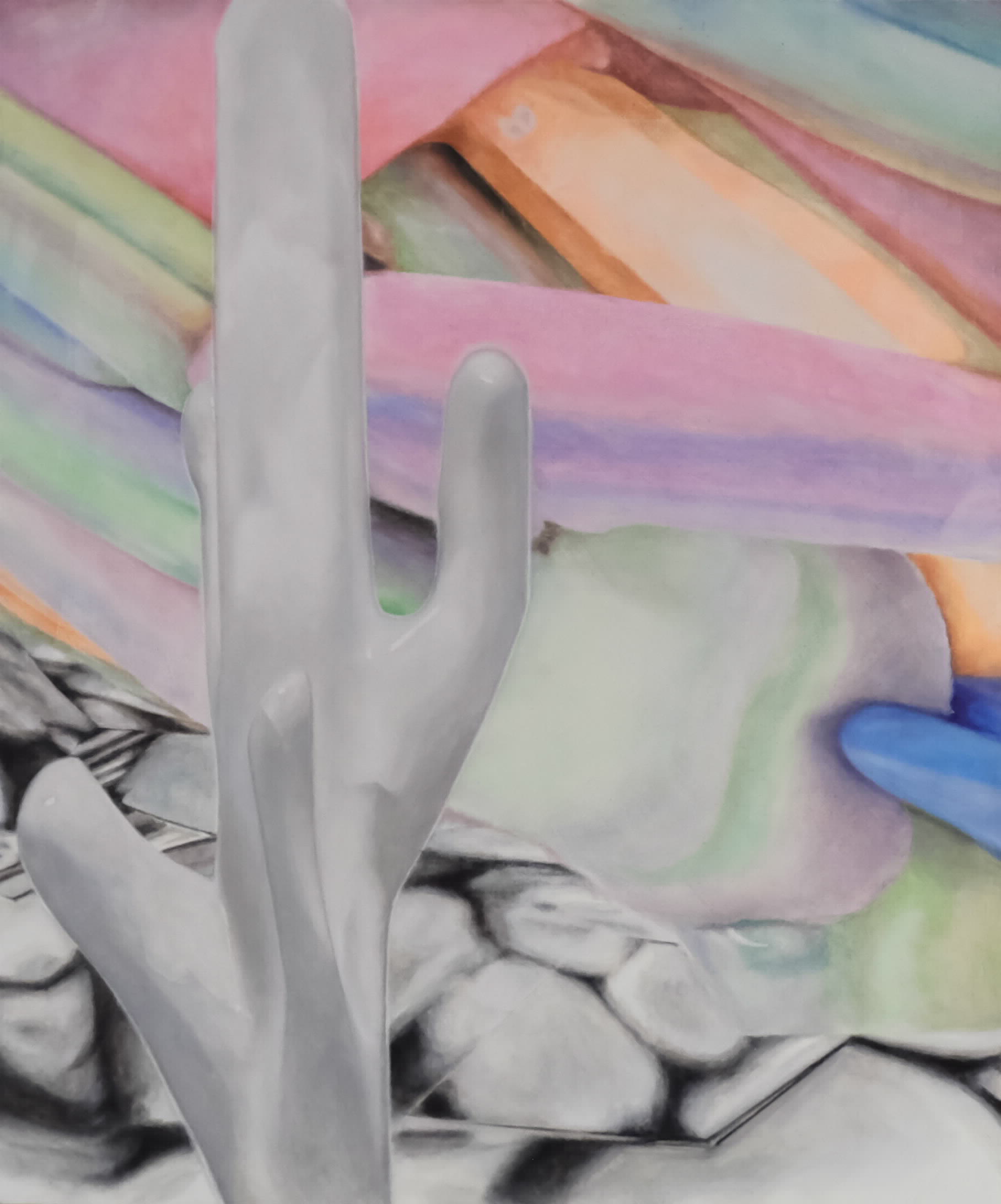 „Flusskieselbild“, Öl auf Leinwand, 120 x 100 cm, 2024