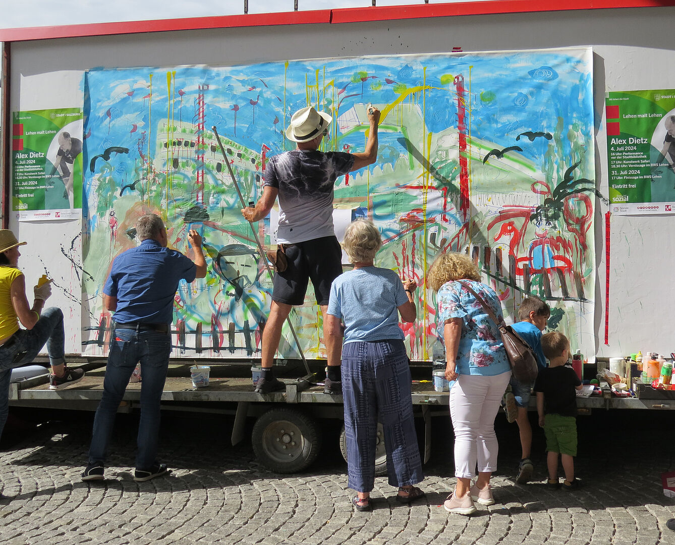 Kunst-Performance vor der Stadt:Bibliothek