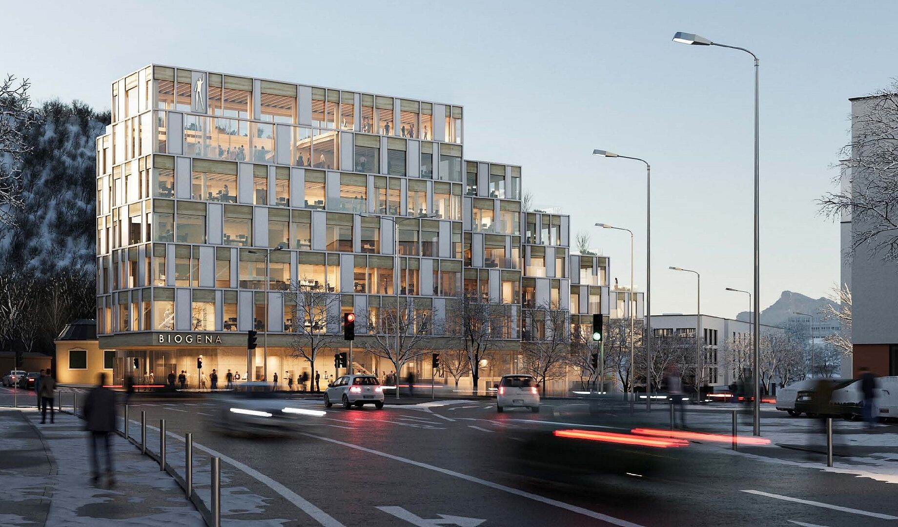 Das 26 Meter hohe Gebäude: besonders nachhaltiger Holzbau
