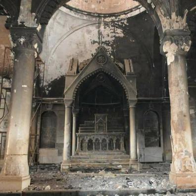 Ausgebrannte Kirche in Karakosch